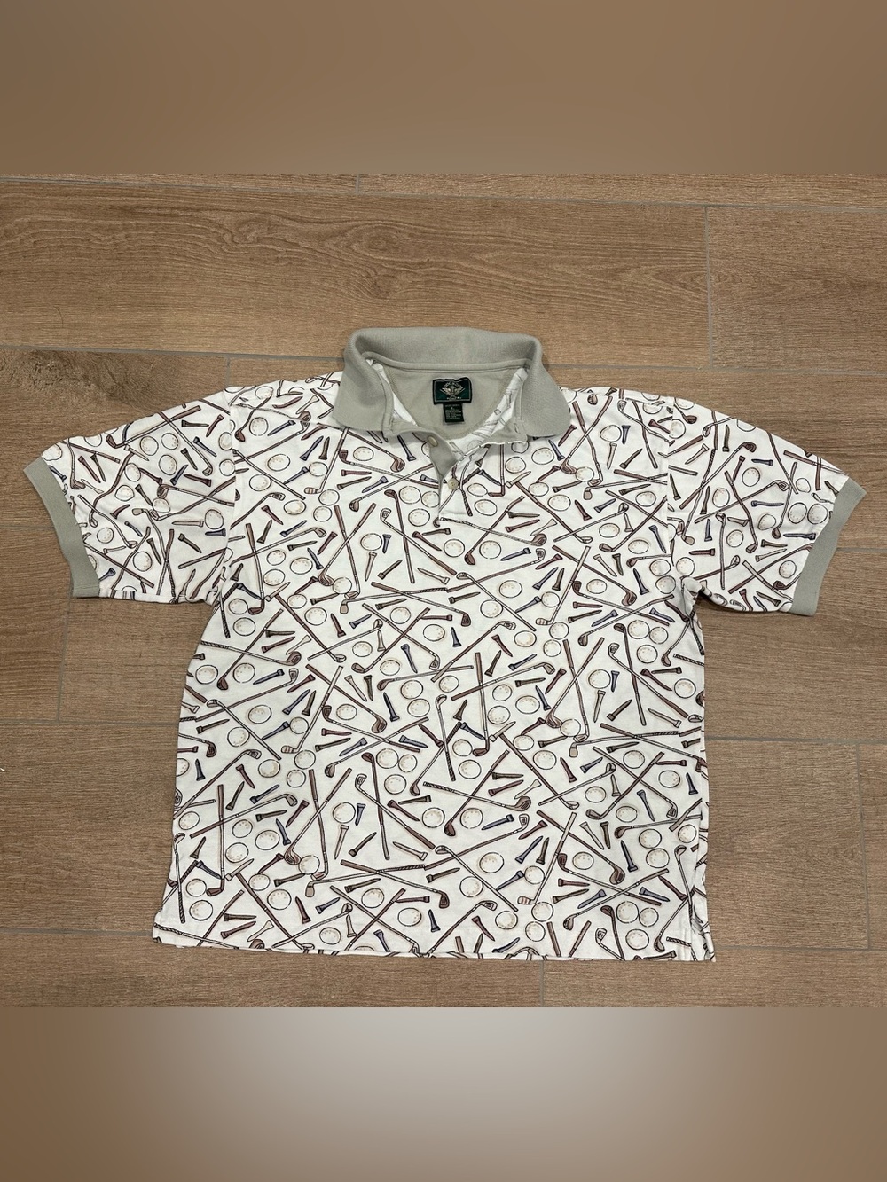 Dockers White Polo with Golf Tee & Ball Print